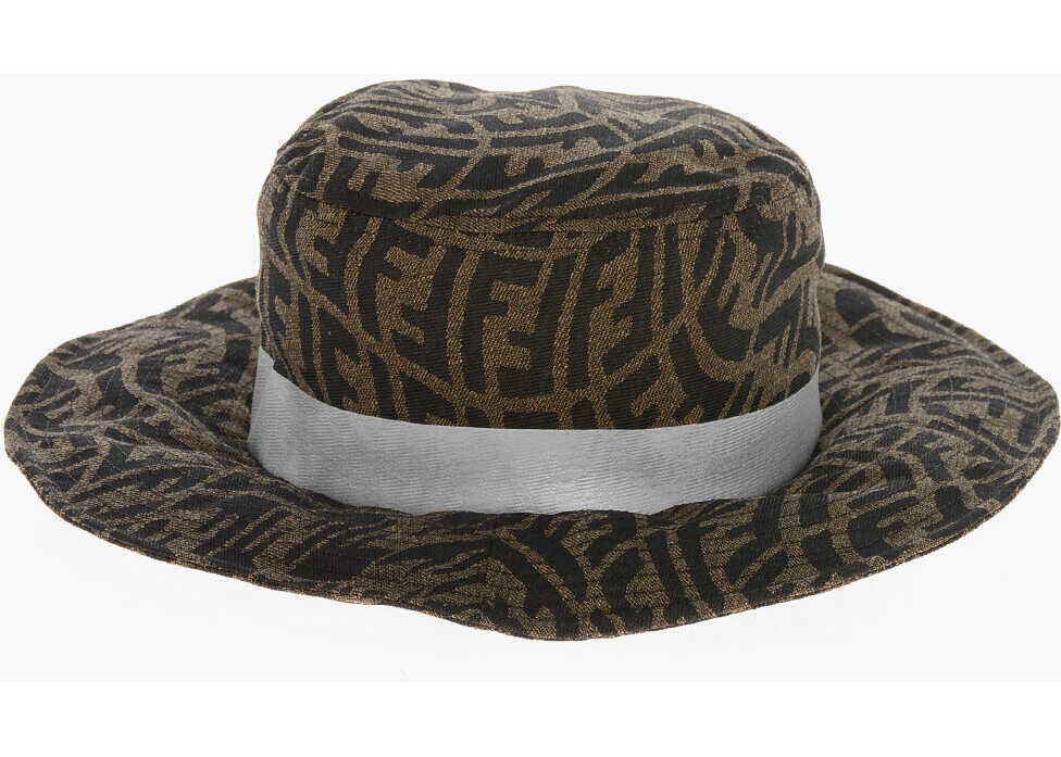 Caciuli Fendi Monogram Patterned Sahara Bucket Hat With Removable Fly Scre Brown Barbati (BM 19715225) 2