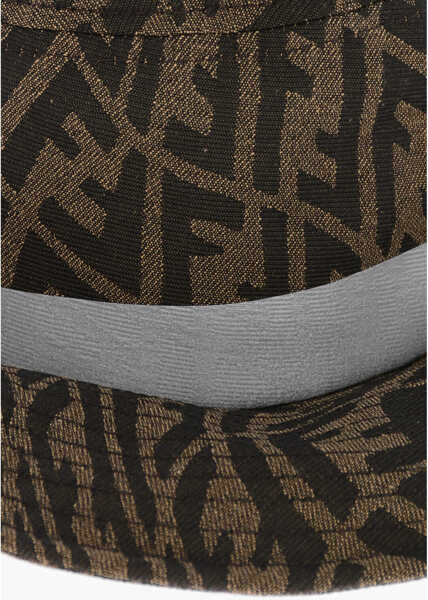 Caciuli Fendi Monogram Patterned Sahara Bucket Hat With Removable Fly Scre Brown Barbati (BM 19715225) 3