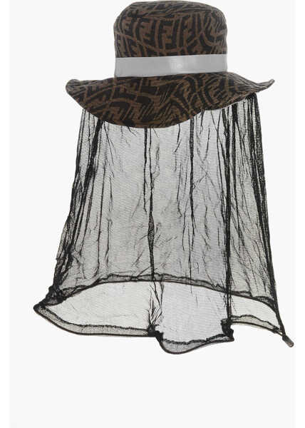 Caciuli Fendi Monogram Patterned Sahara Bucket Hat With Removable Fly Scre Brown Barbati (BM 19715225) 4