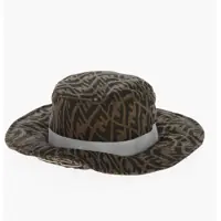 Caciuli Monogram Patterned Sahara Bucket Hat With Removable Fly Scre Barbati
