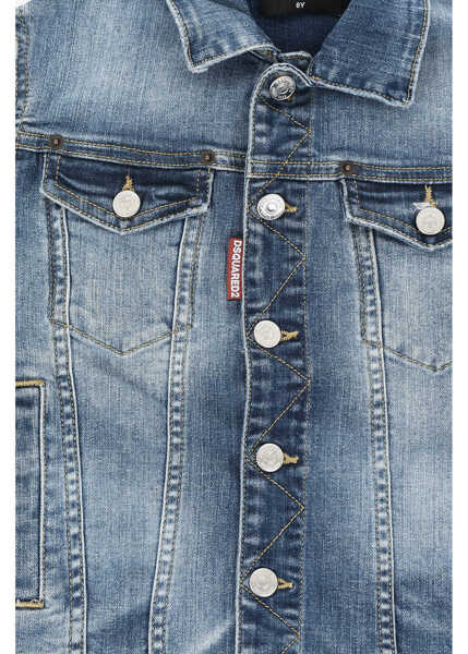 Geci de blugi DSQUARED2 Denim Jacket With Double Breast Pocket Blue Baieti (BM 19715228) 2