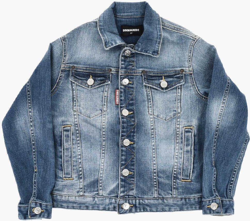 Geci de blugi DSQUARED2 Denim Jacket With Double Breast Pocket Blue Baieti (BM 19715228) 1