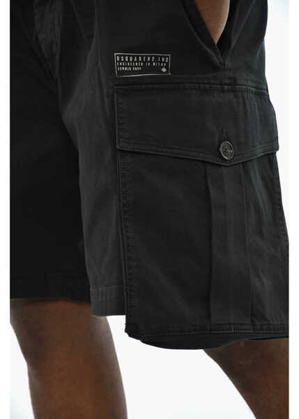 Pantaloni scurti DSQUARED2 Stretch Cotton Cargo Shorts Black Barbati (BM 19715231) 3