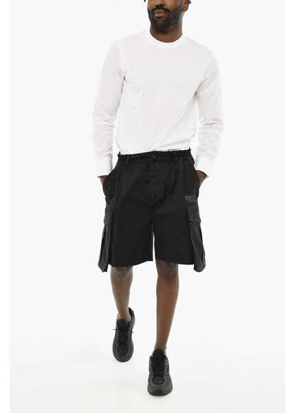 Pantaloni scurti DSQUARED2 Stretch Cotton Cargo Shorts Black Barbati (BM 19715231) 4