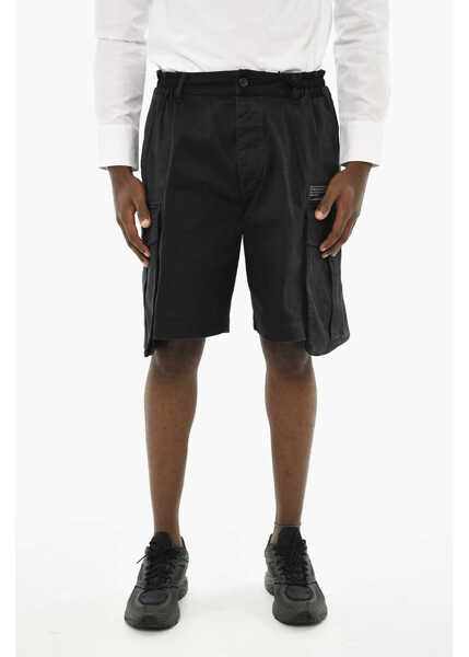 Pantaloni scurti DSQUARED2 Stretch Cotton Cargo Shorts Black Barbati (BM 19715231) 1