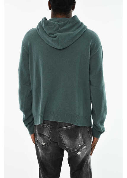 Pulovere DSQUARED2 Cashmere Sweater With Patch Pocket And Hood Green Barbati (BM 19715234) 2