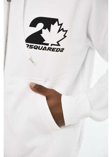 Bluze de trening DSQUARED2 Cotton Hoodie With Zip Black & White Barbati (BM 19715243) 3