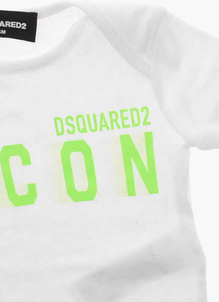 Body-uri DSQUARED2 Cotton Icon Bodysuit With Neon Print White Femei (BM 19715246) 2