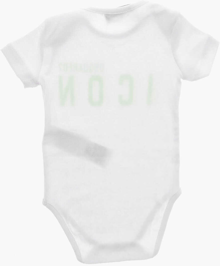 Body-uri DSQUARED2 Cotton Icon Bodysuit With Neon Print White Femei (BM 19715246) 3