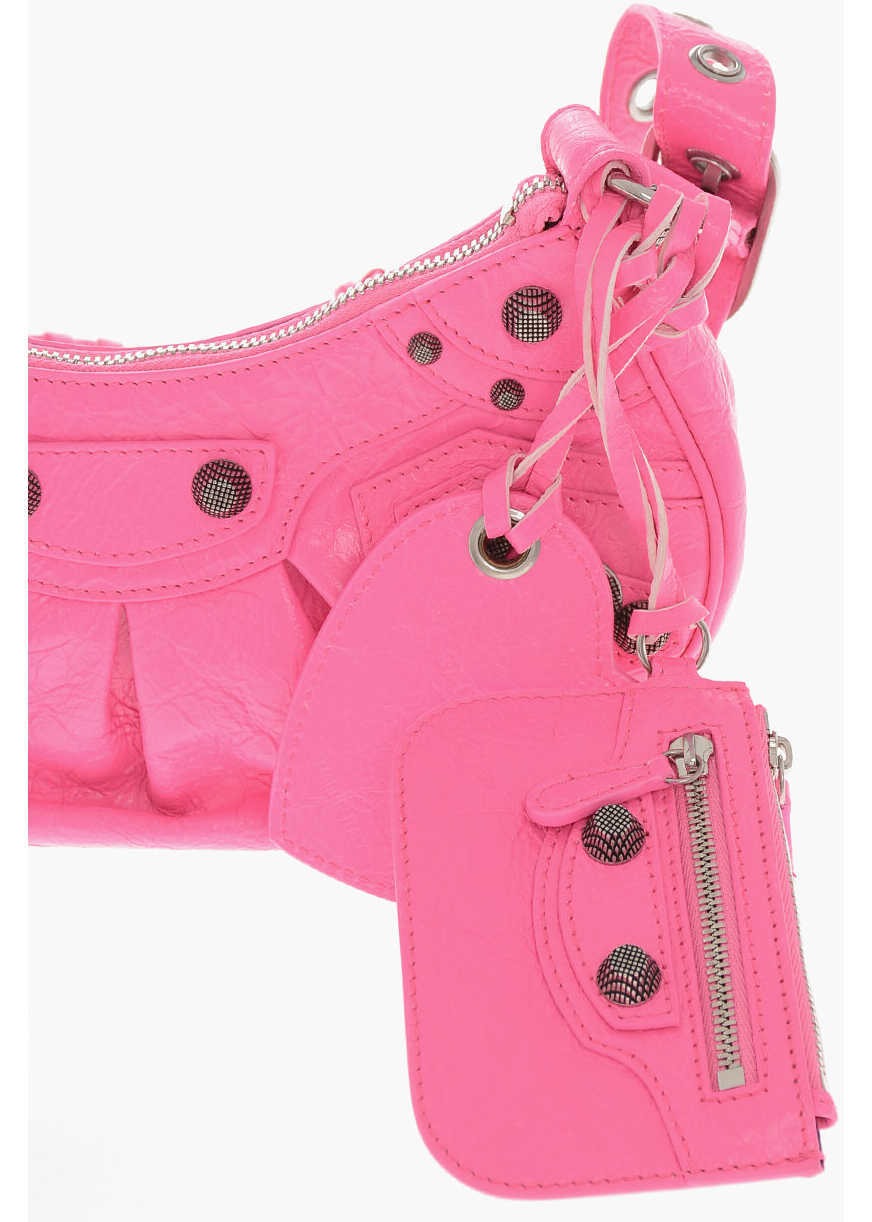 Genti de umar Balenciaga Crinkled Fluorescent Leather Le Cagole Shoulder Bag With Hea Pink Femei (BM 19715258) 4