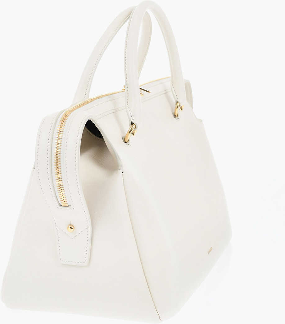 Genti de mana Jil Sander Leather Handbag With Golden Effect Details White Femei (BM 19715273) 2