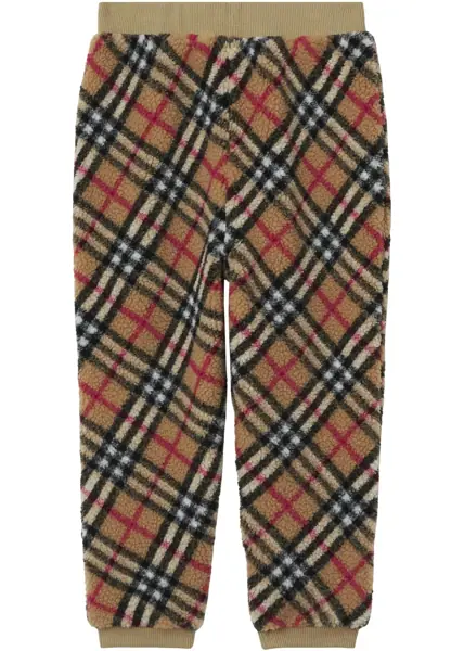 Pantaloni de trening Burberry Kids Tartan Patterned Teddy Sweatpants Beige Baieti (BM 19715276) 2