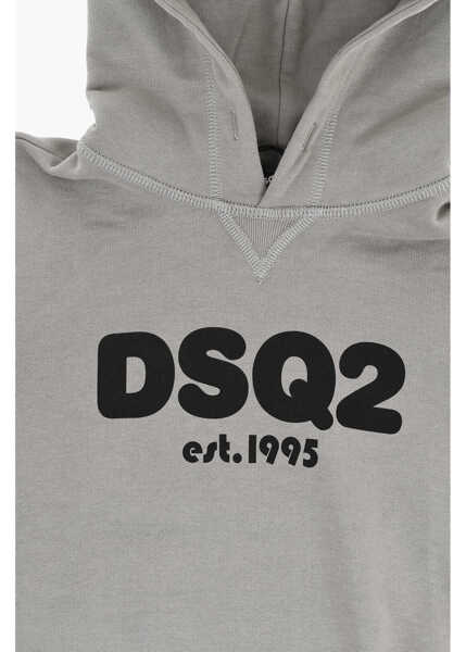 Bluze de trening DSQUARED2 Solid Color Brushed Cotton Hoodie Beige Baieti (BM 19715279) 2