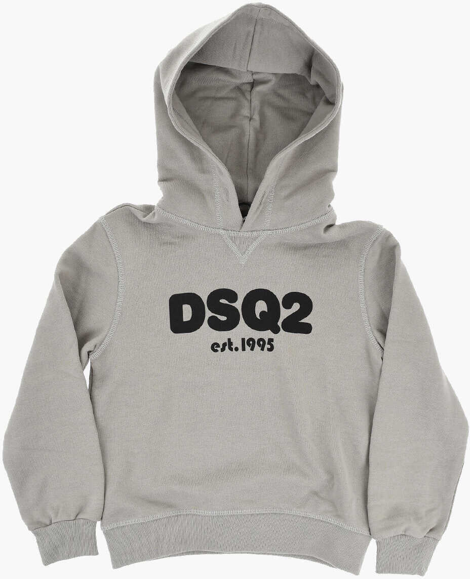 Bluze de trening DSQUARED2 Solid Color Brushed Cotton Hoodie Beige Baieti (BM 19715279) 1