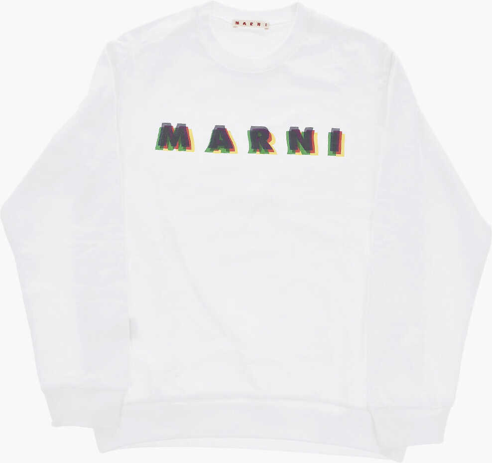 Bluze de trening Marni Brushed Cotton Crew-Neck Sweatshirt With Printed Logo White Baieti (BM 19715282) 1