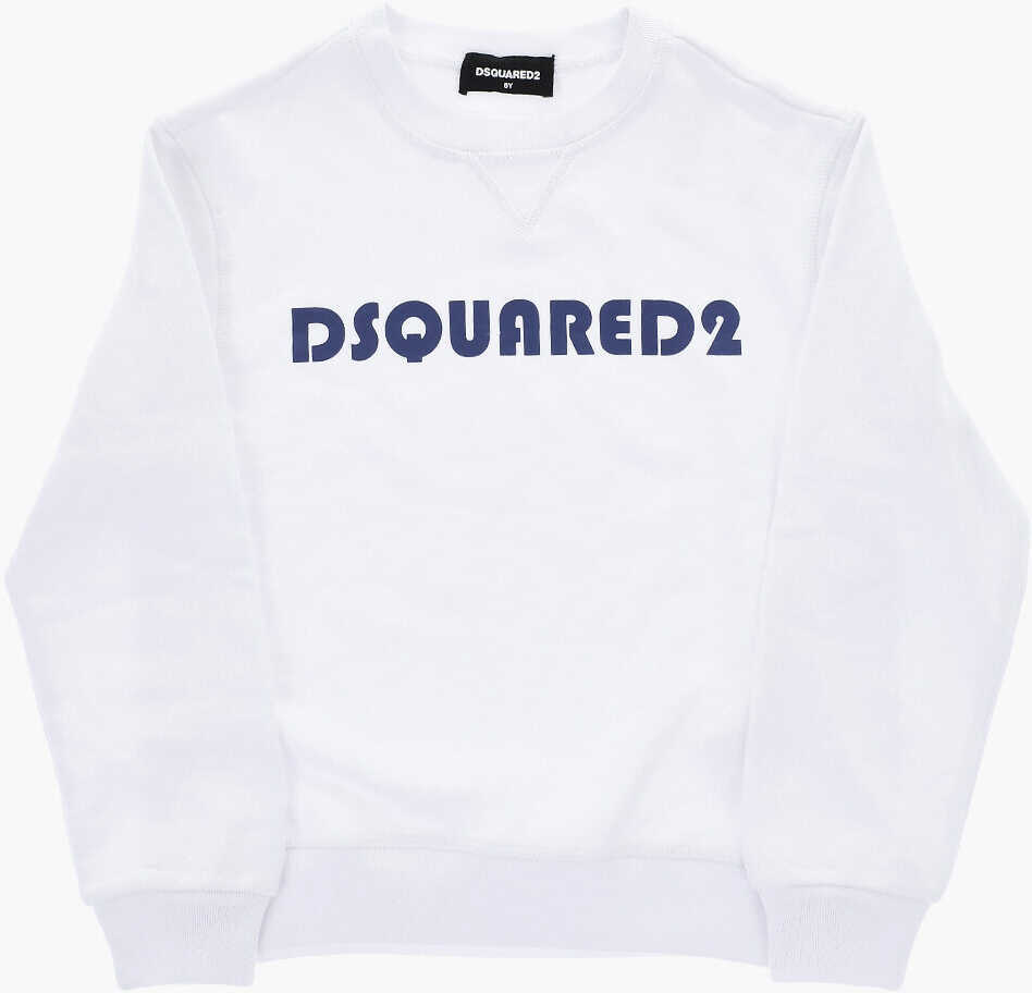 Bluze de trening DSQUARED2 Solid Color Relax Crew-Neck Sweatshirt With Contrasting Logo White Baieti (BM 19715294) 1