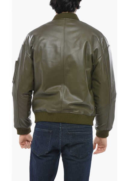 Geci de piele DSQUARED2 Letaher Bomber With Frontal Zip Green Barbati (BM 19715297) 2