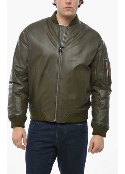 Geci de piele DSQUARED2 Letaher Bomber With Frontal Zip Green Barbati (BM 19715297) 1