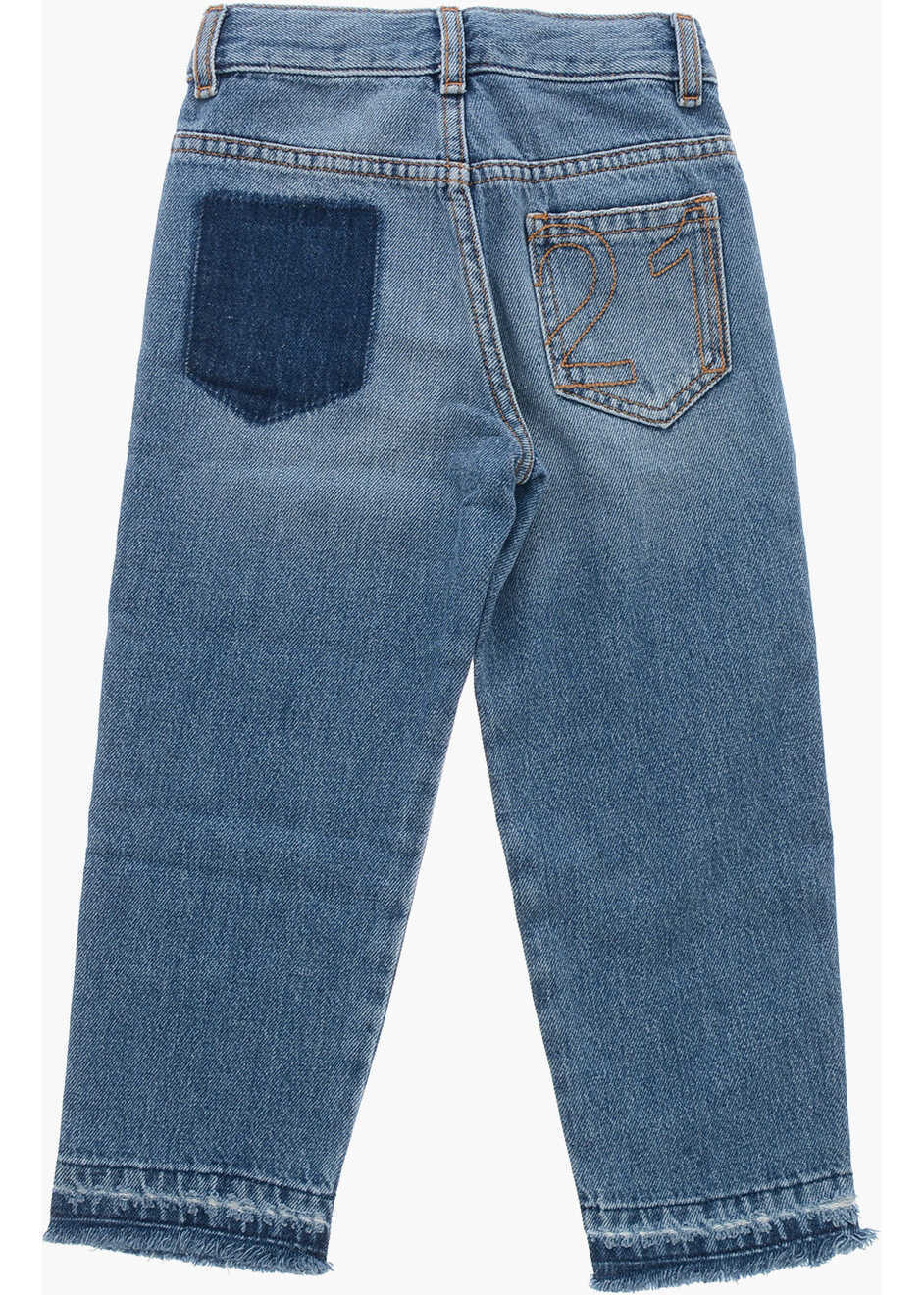 Blugi drepti N21 Kids Regular Fit Denims With Raw-Cut Hems 13Cm Blue Baieti (BM 19715300) 3