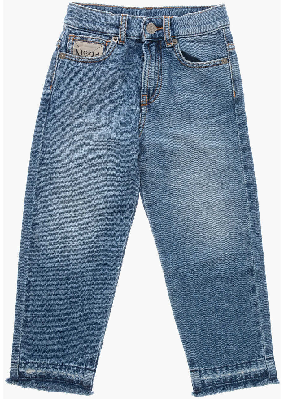 Blugi drepti N21 Kids Regular Fit Denims With Raw-Cut Hems 13Cm Blue Baieti (BM 19715300) 1
