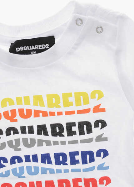 Tricouri DSQUARED2 Crew Neck Cotton T-Shirt With Printed Logo White Baieti (BM 19715309) 2