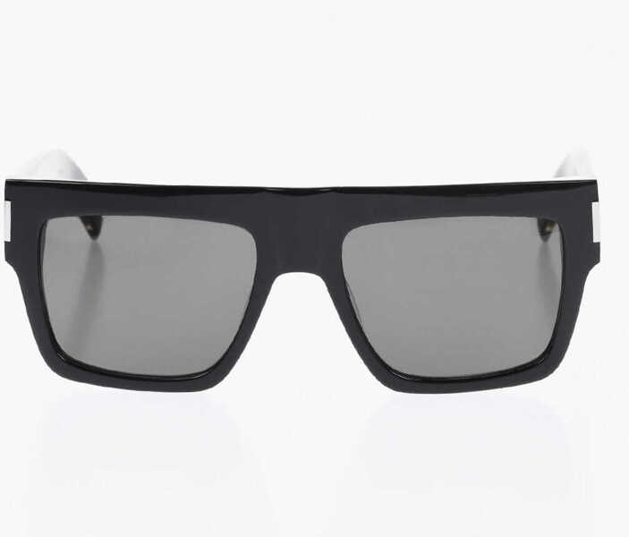 Ochelari de soare Saint Laurent Solid Color Lenses With Squared Sunglasses Black Barbati (BM 19715324) 1