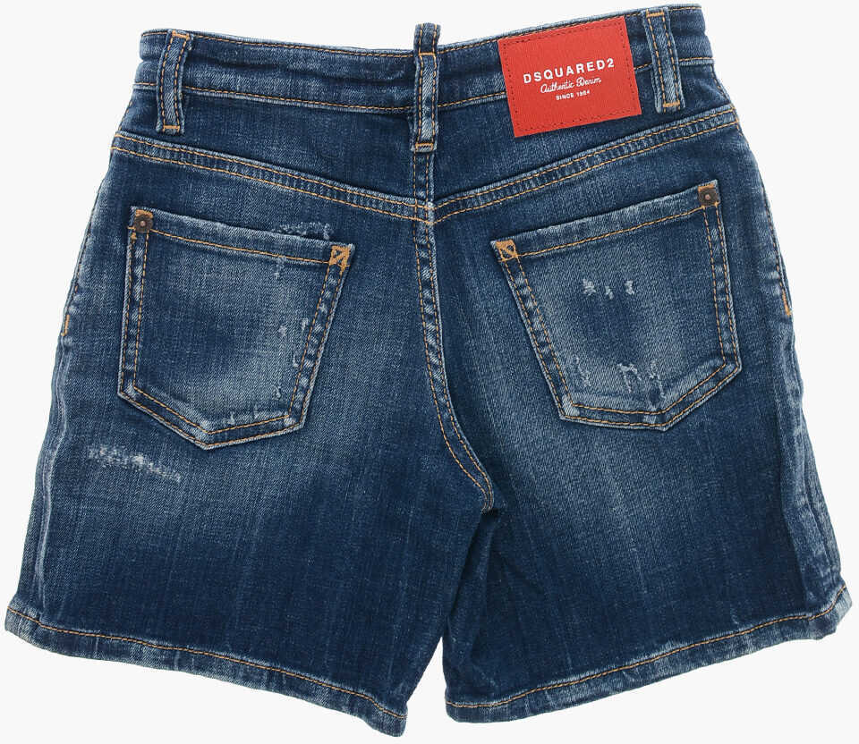 Pantaloni scurti DSQUARED2 Delav Denim Shorts With Belt Loops Blue Fete (BM 19715327) 3