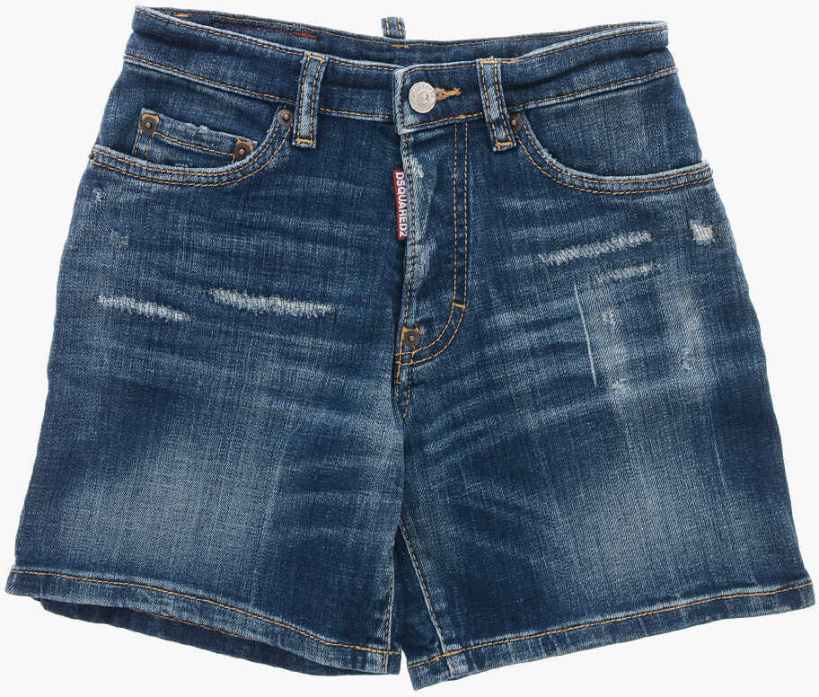 Pantaloni scurti DSQUARED2 Delav Denim Shorts With Belt Loops Blue Fete (BM 19715327) 1