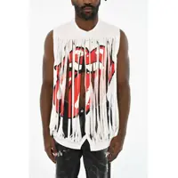 Tricouri Printed Cropped Top With Fringes Barbati