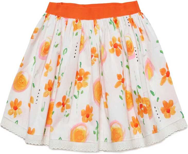 Fuste Marni Floral Patterned Skirt With Elastic Waistband Orange Fete (BM 19715333) 2