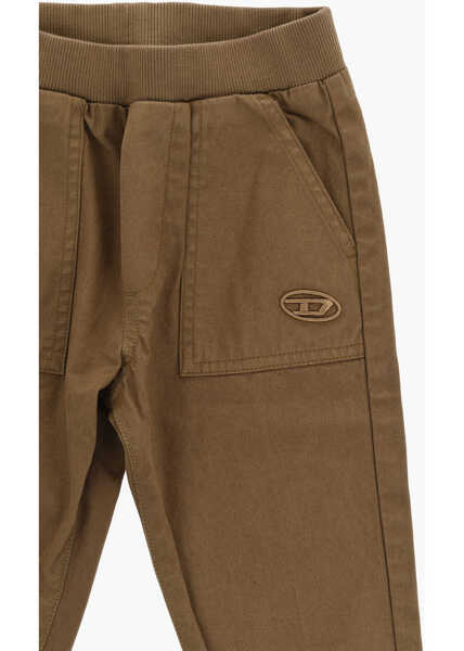 Pantaloni casual Diesel Lightweight Cotton Pstakb Pants With Elastic Waistband Brown Baieti (BM 19715339) 2