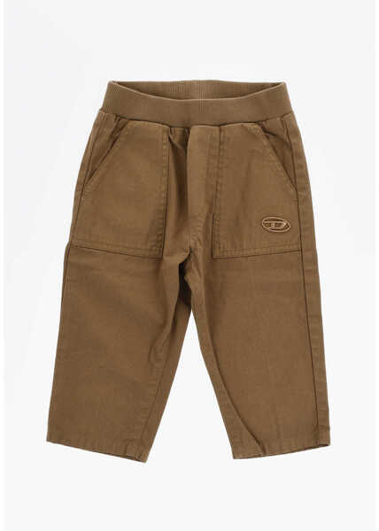 Pantaloni casual Diesel Lightweight Cotton Pstakb Pants With Elastic Waistband Brown Baieti (BM 19715339) 1