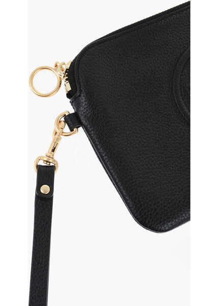 Genti plic Tory Burch Textured Leather Clutch With Wrist Strap Black Femei (BM 19715354) 3