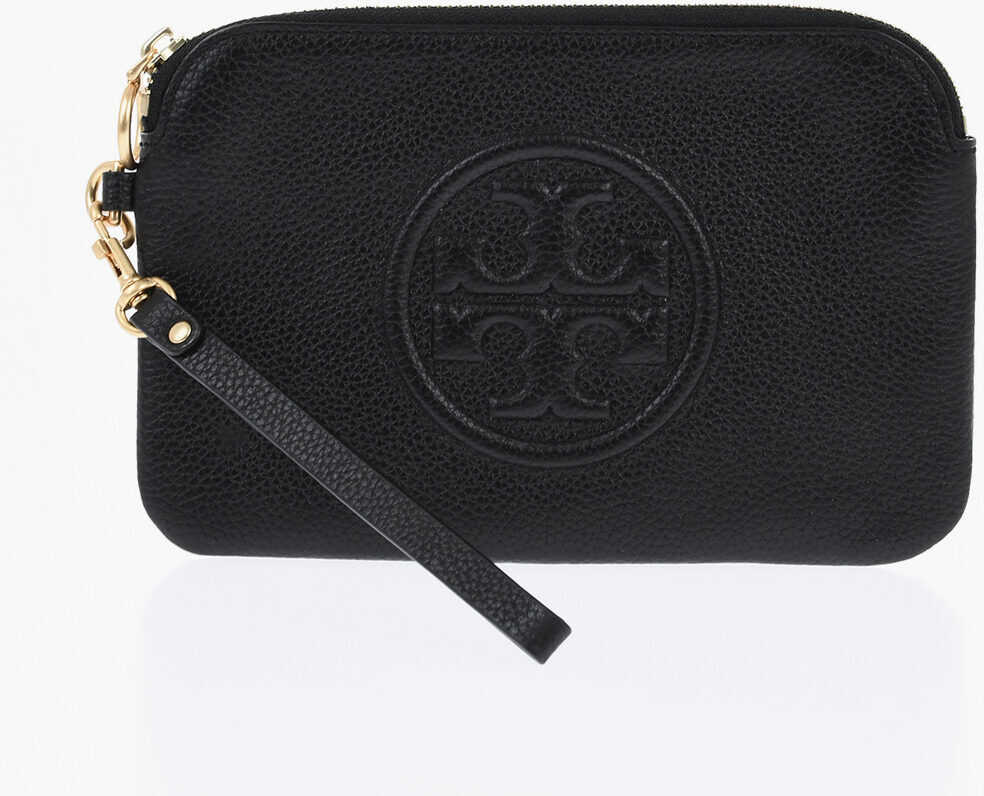 Genti plic Tory Burch Textured Leather Clutch With Wrist Strap Black Femei (BM 19715354) 1