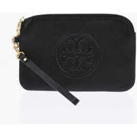 Genti plic Textured Leather Clutch With Wrist Strap Femei
