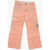 N&deg;21 Kids Coated Denim Cargo Pants Pink