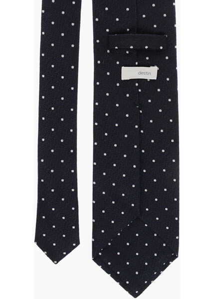 Cravate Destin Polka Dot Patterned Silk Tie Blue Barbati (BM 19715360) 3