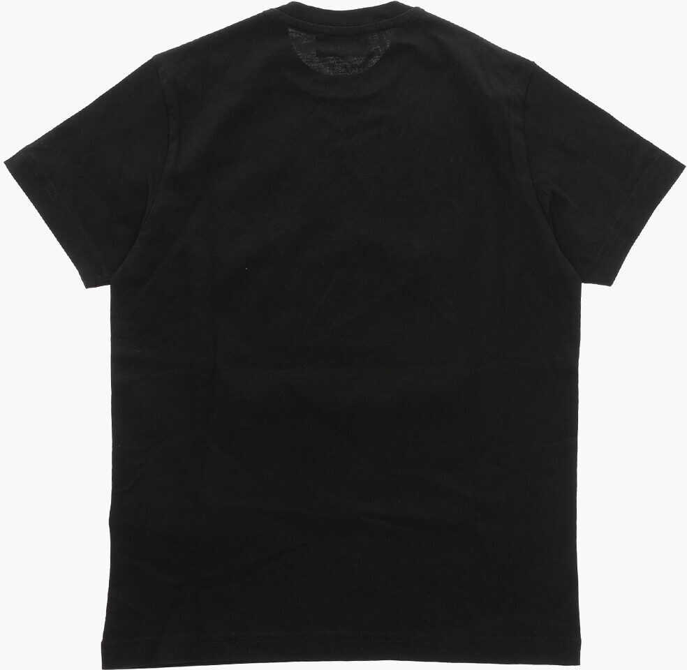 Tricouri DSQUARED2 Crew Neck Double Pipe T-Shirt With Front Print Black Baieti (BM 19715378) 3