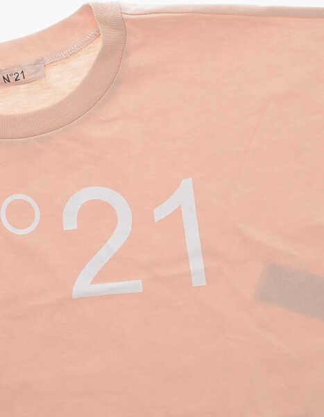 Tricouri N21 Kids Crew Neck Cropped Fit T-Shirt With Printed Logo Pink Baieti (BM 19715381) 2