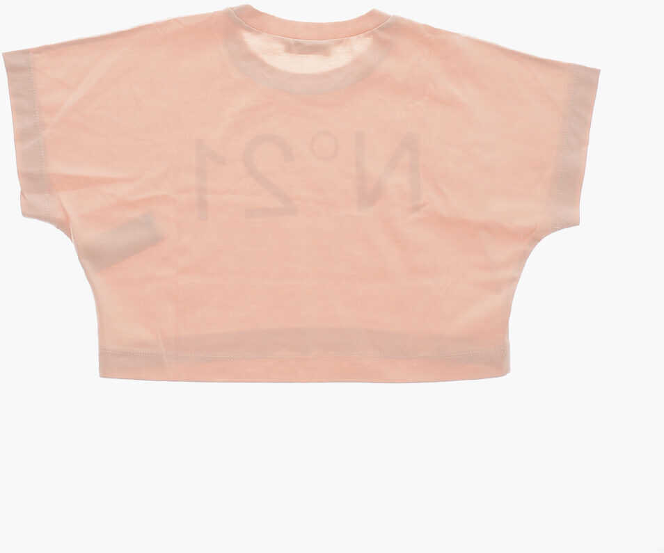 Tricouri N21 Kids Crew Neck Cropped Fit T-Shirt With Printed Logo Pink Baieti (BM 19715381) 3