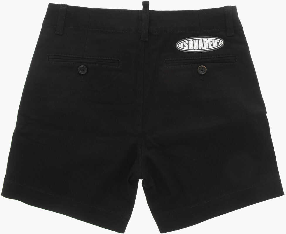 Pantaloni scurti DSQUARED2 Single Pleat Shorts With Embossed Logo Black Baieti (BM 19715477) 3