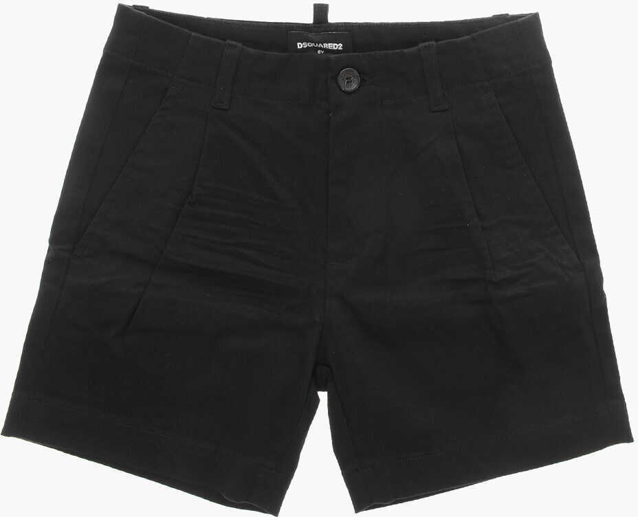 Pantaloni scurti DSQUARED2 Single Pleat Shorts With Embossed Logo Black Baieti (BM 19715477) 1
