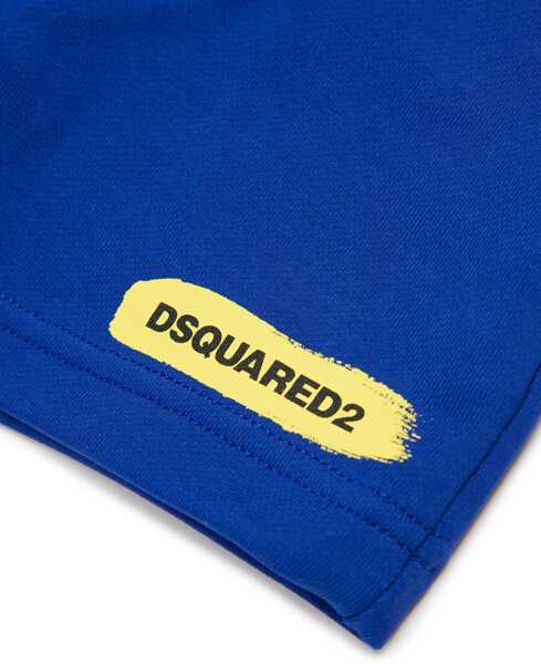 Pantaloni scurti DSQUARED2 Brushed Cotton Shorts With Printed Logo Blue Baieti (BM 19715480) 4
