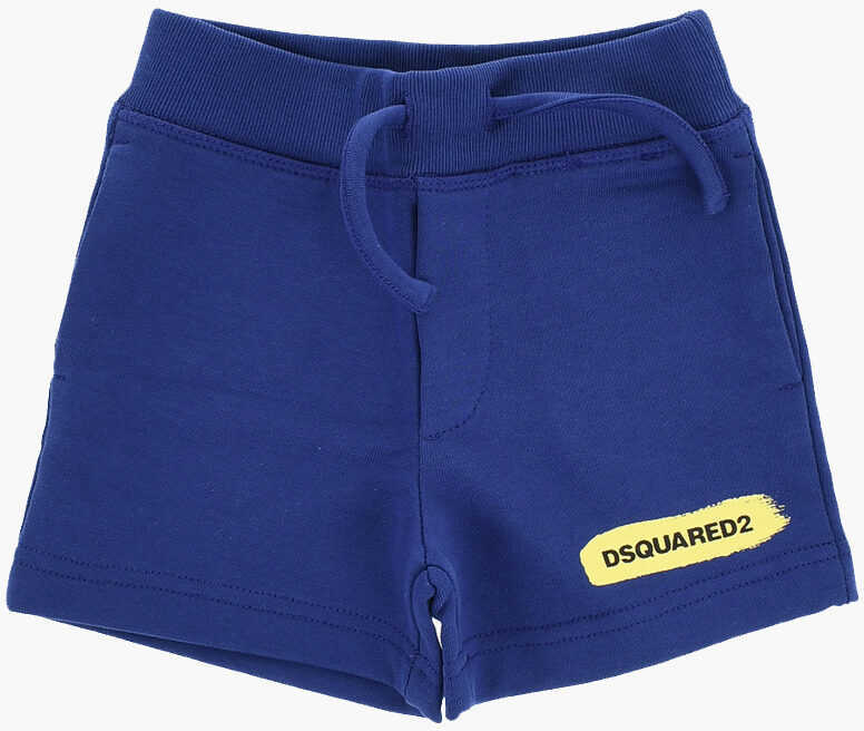Pantaloni scurti DSQUARED2 Brushed Cotton Shorts With Printed Logo Blue Baieti (BM 19715480) 1