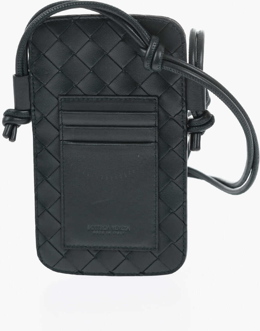 Portofele Bottega Veneta Braided Leather Neck Smartphone With Card Holder Green Femei (BM 19715483) 1
