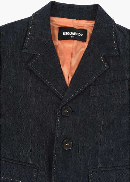 Sacouri DSQUARED2 Denim Blazer With Flap Pockets Blue Baieti (BM 19715489) 2