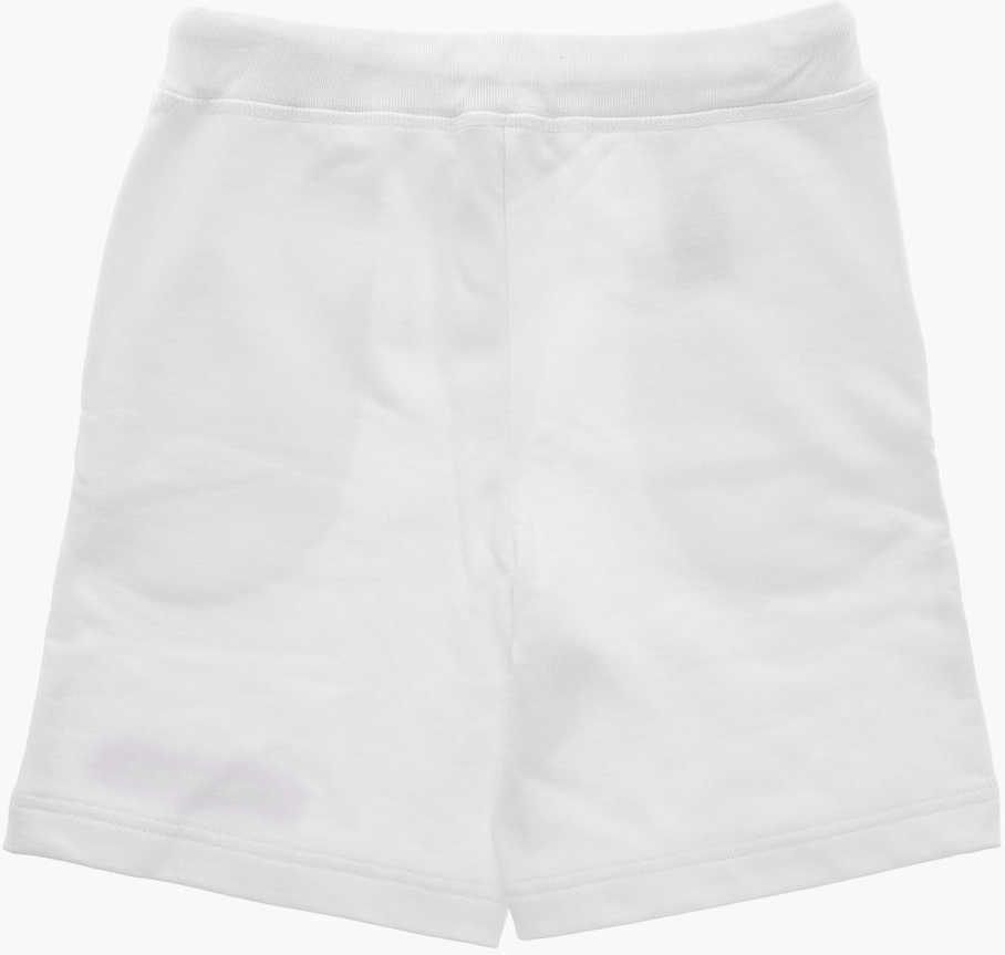 Pantaloni scurti DSQUARED2 Brushed Cotton Shorts With Printed Logo White Baieti (BM 19715495) 3