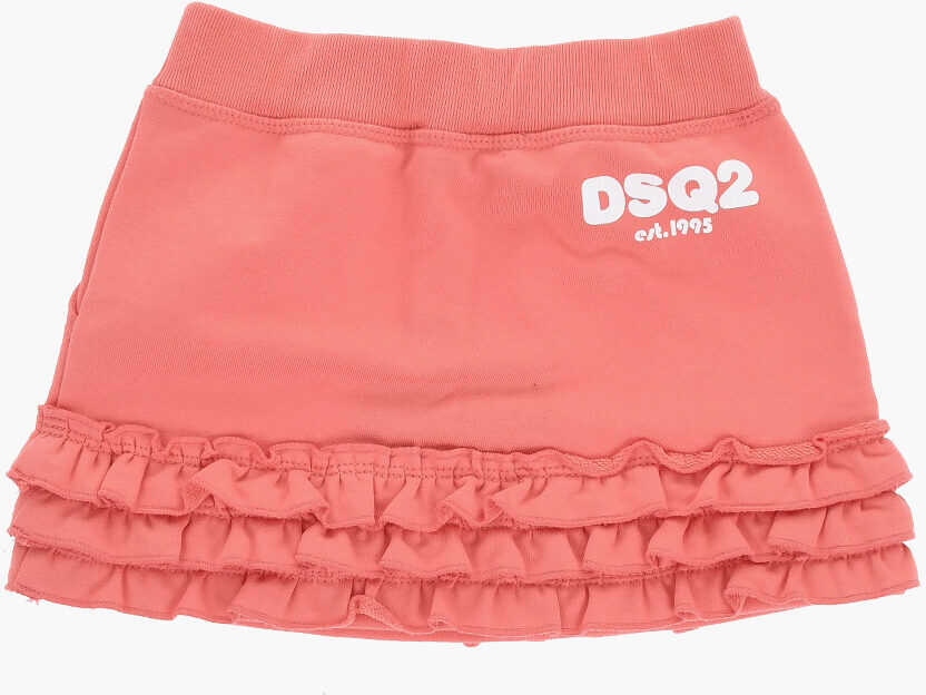 Fuste DSQUARED2 Brushed Cotton Skirt With Ruffles Pink Fete (BM 19715510) 3