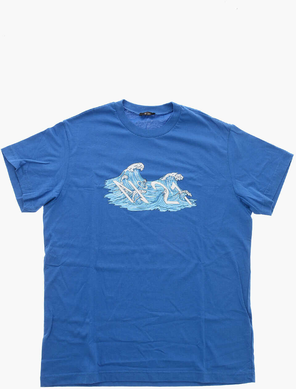 Tricouri N21 Kids Crew Neck Wave Cotton T-Shirt Blue Baieti (BM 19715516) 1