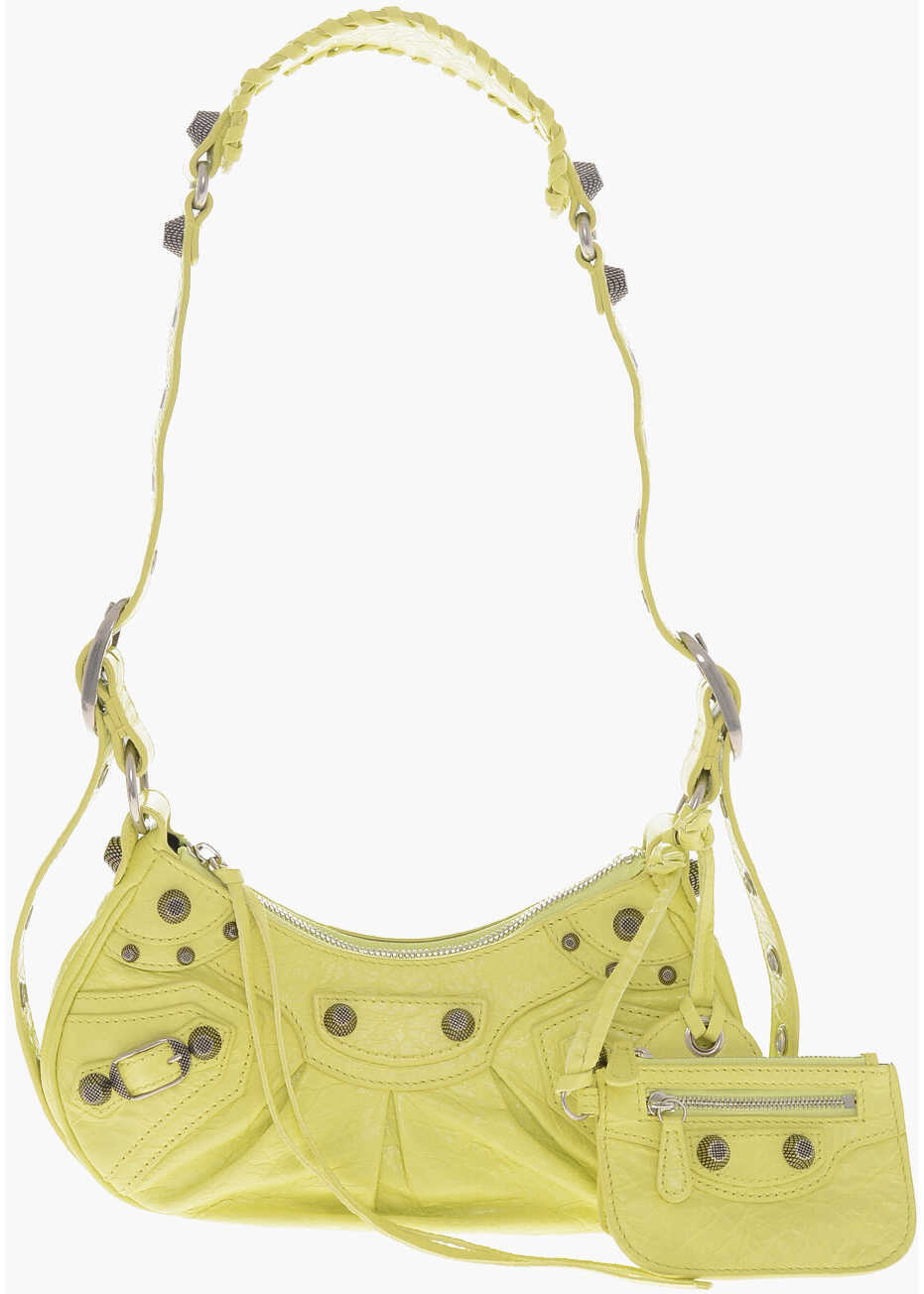 Genti de umar Balenciaga Leather Le Cagole Shoulder Bag With Antique Silver Finish Yellow Femei (BM 19715519) 1